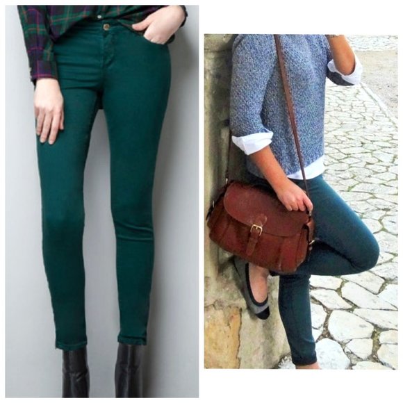 ZARA Emerald Green Skinny Jeans
